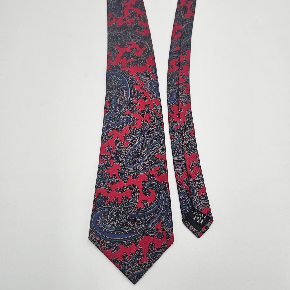 Windsor Red Blue Paisley Silk Men's‎ Neck Tie Handmade in Dominican Republic